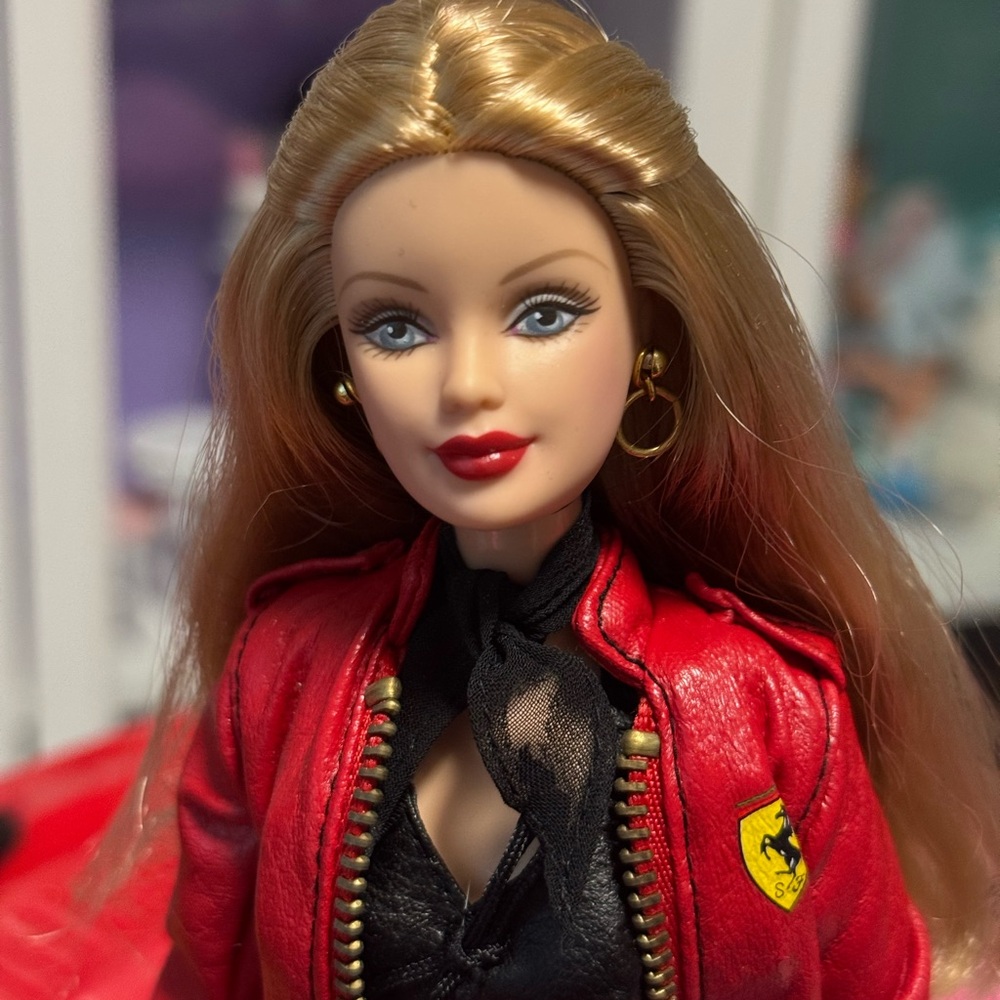 Red F355 Ferrari Convertible Toy Car with  Ferrari Barbie Doll 2000